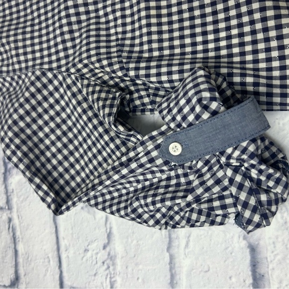 Tommy Hilfiger Navy and White Gingham Women's Shirt. Size Medium. Preppy. - Picture 4 of 10